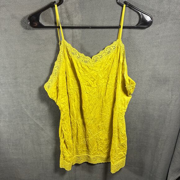 Coldwater Creek Tops - y2k women cami 1x Chartreuse lace‎ Trim Tank Top Fitted Striped stretch bratz